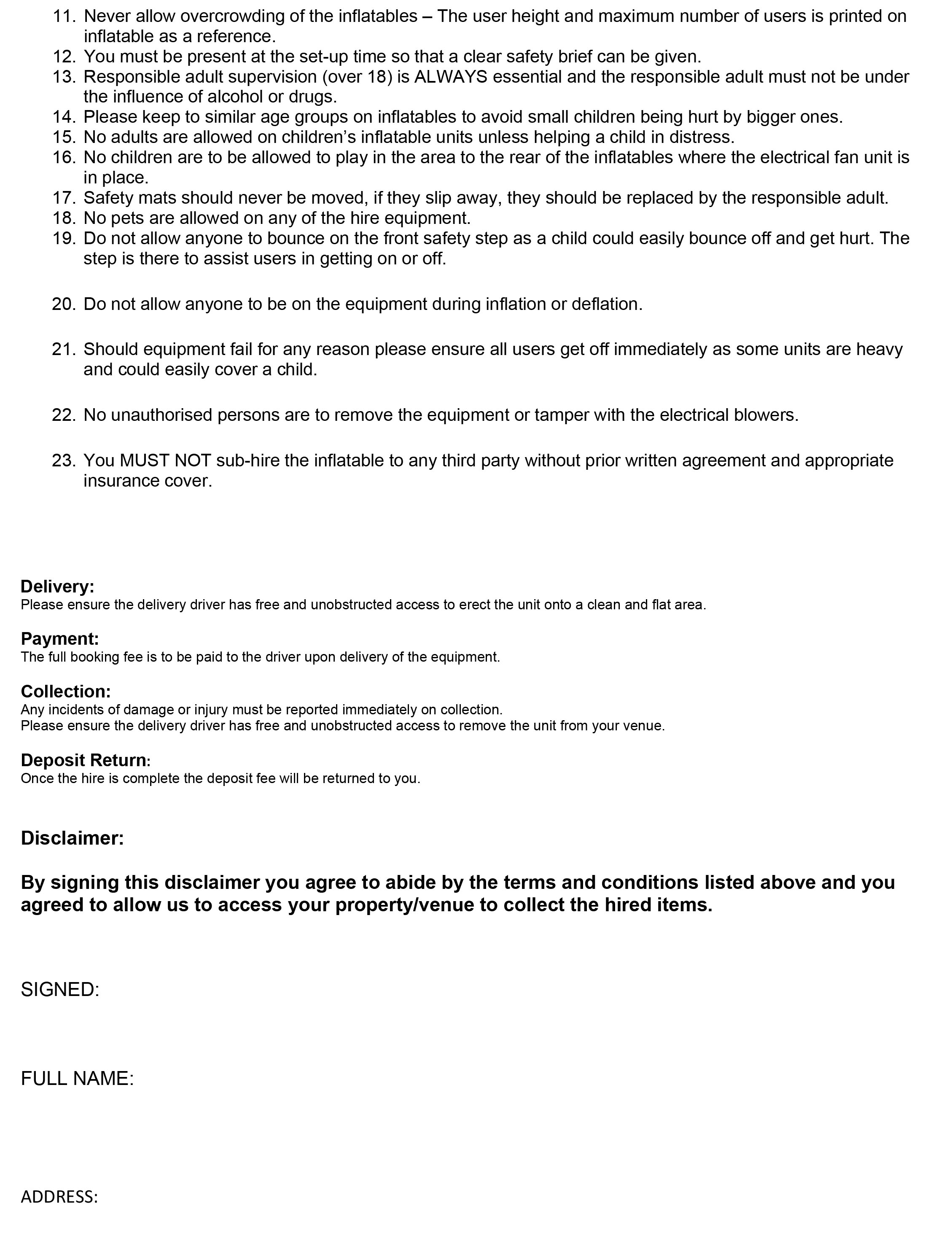 Jumping Castle Hire Agreement Template 84 - s2qstmw